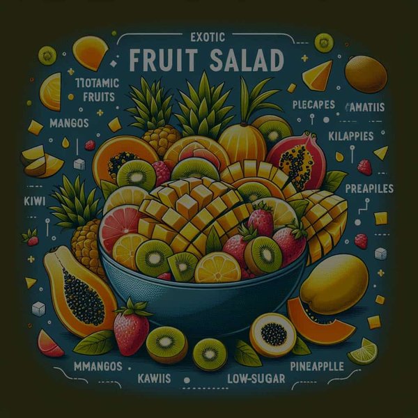 Quels sont les conseils pour une salade de fruits exotiques riche en vitamines et pauvre en sucre?